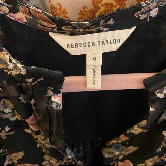 Rebecca Taylor blouse with velvet embossed accent - Picture 3 of 7